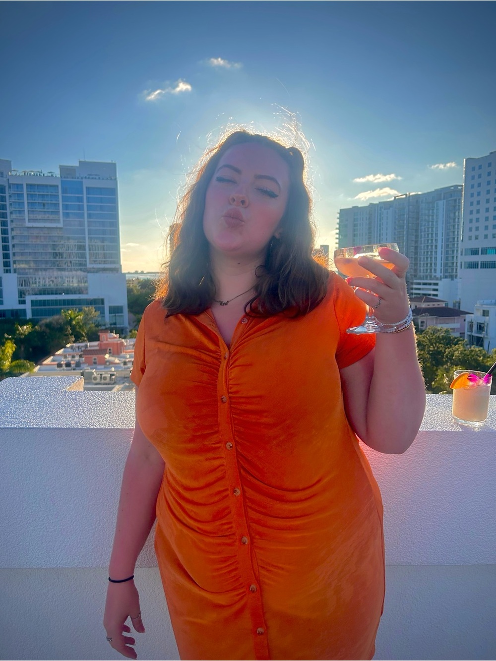 Orange Ruched Button-Front Top - Wild Fable